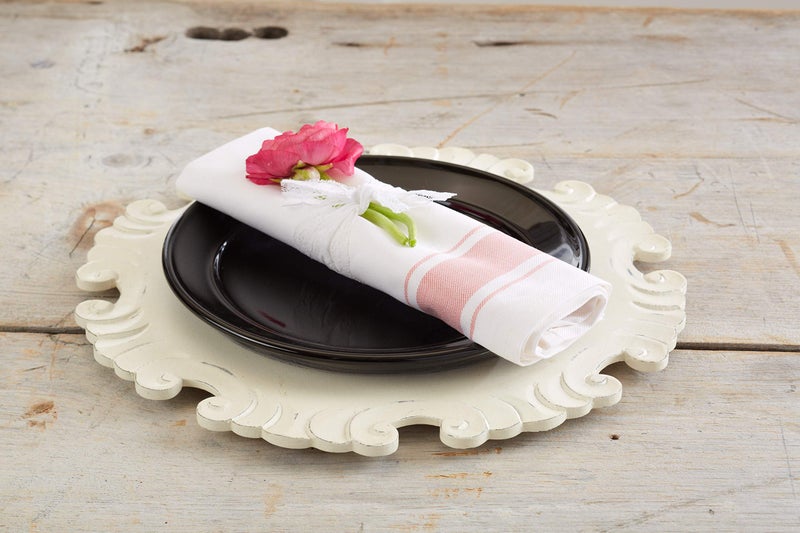 Kozy Kitchen Bistro Stripe Napkins, 100% Cotton 20-Inch by 20-Inch Napkin, Pink Stripe Cloth Napkin (Pink, 6) - Image 3